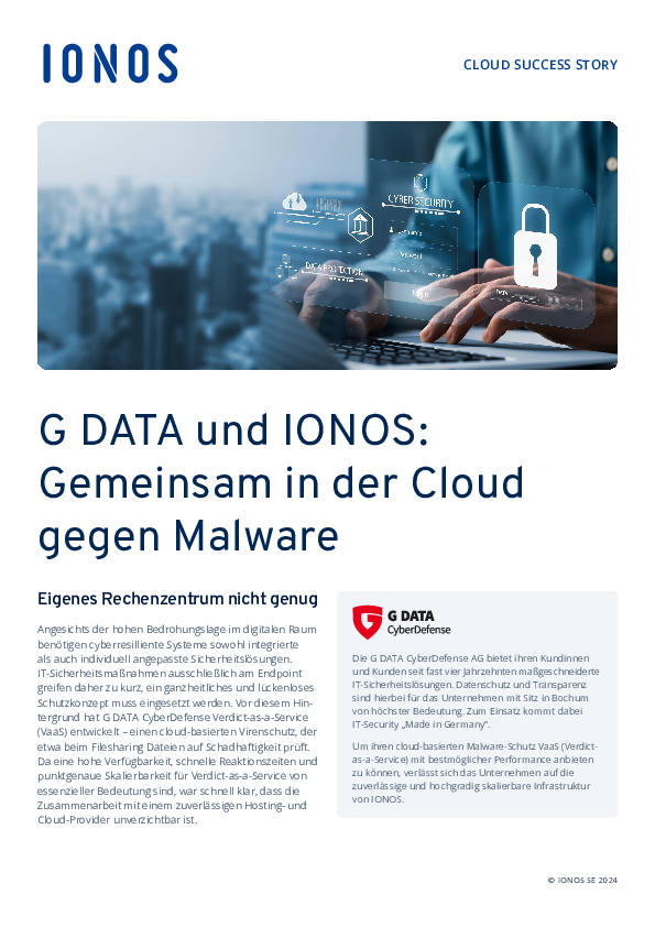 G DATA und IONOS: Gemeinsam in der Cloud  gegen Malware