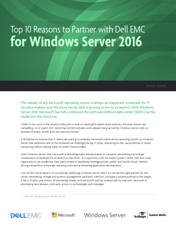 Top 10 Reasons to Partner with Dell EMC for Windows Server 2016