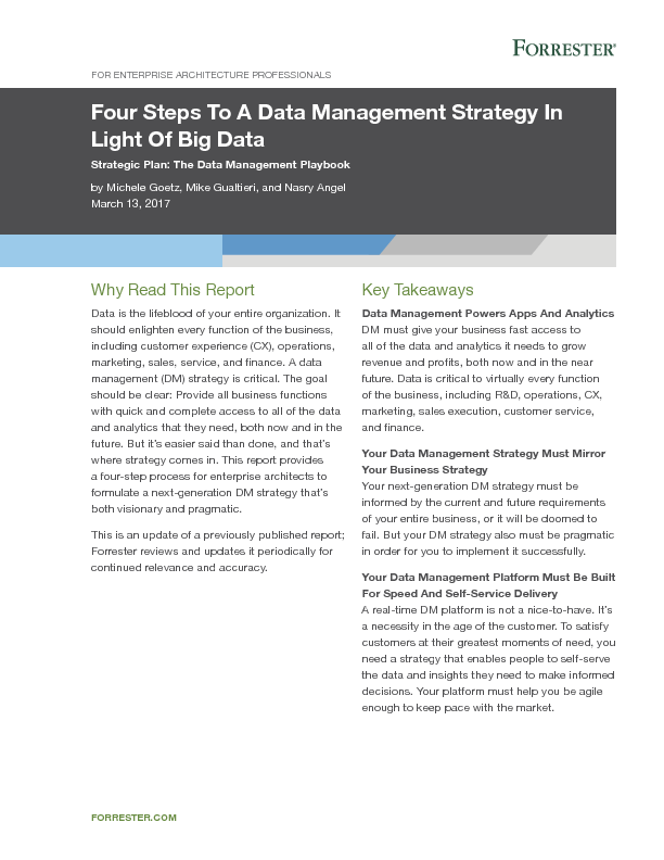 Four Steps To A Data Management Strategy In Light Of Big Data