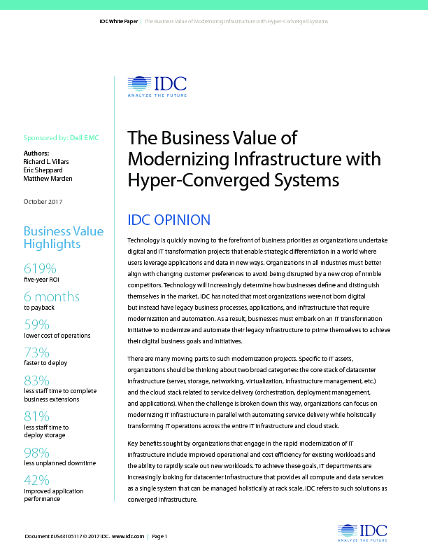 The Business Value of Modernizing Infrastructure with Hyper-Converged Systems