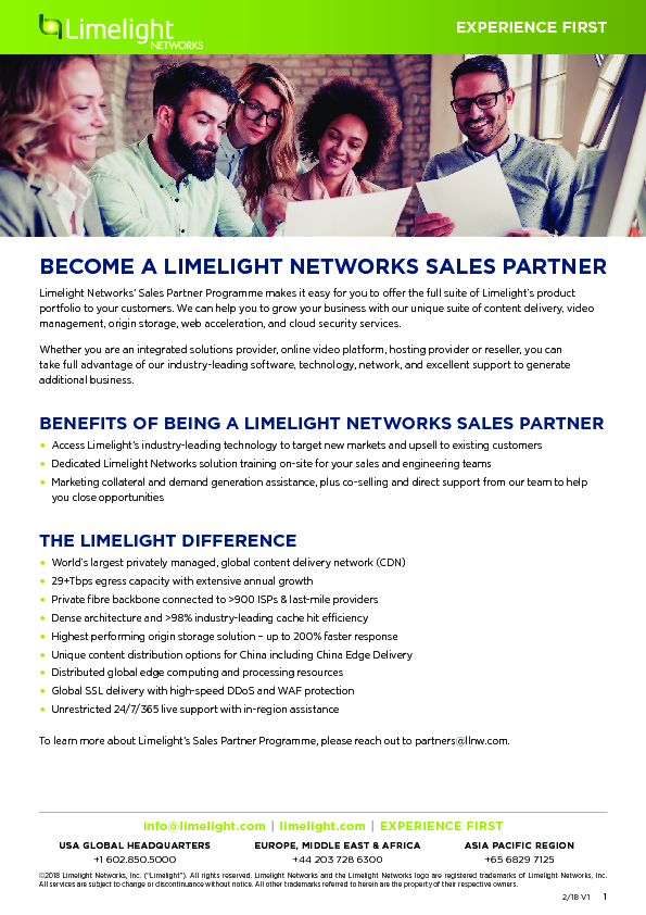 Become a Limelight Networks Sales Partner