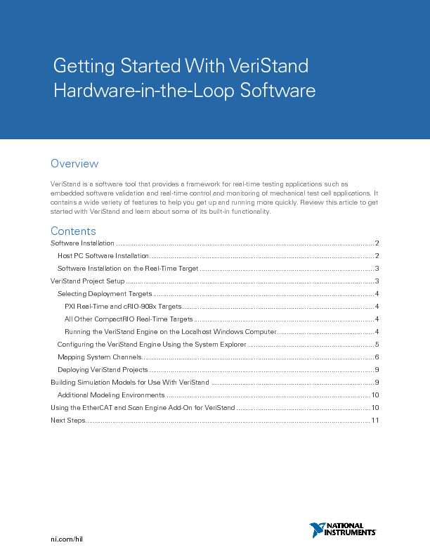 Getting Started With VeriStand Hardware-in-the-Loop Software