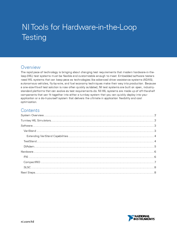 NI Tools for Hardware-in-the-Loop Testing