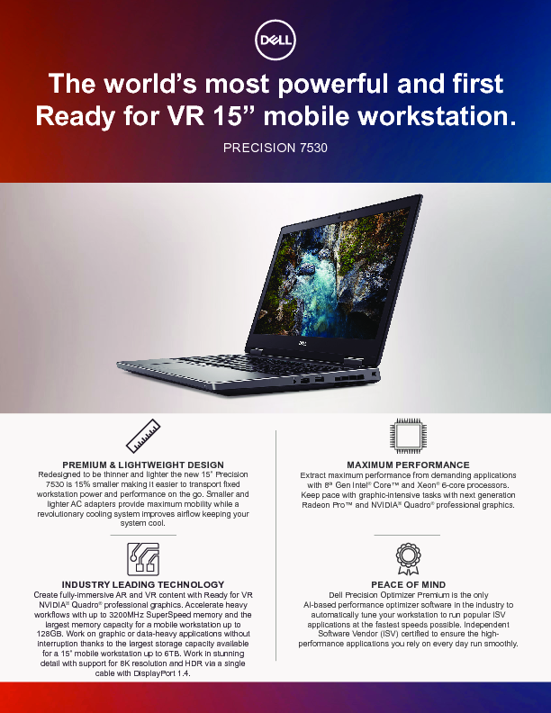 The world's most powerful and first Ready for VR 15" mobile workstation.