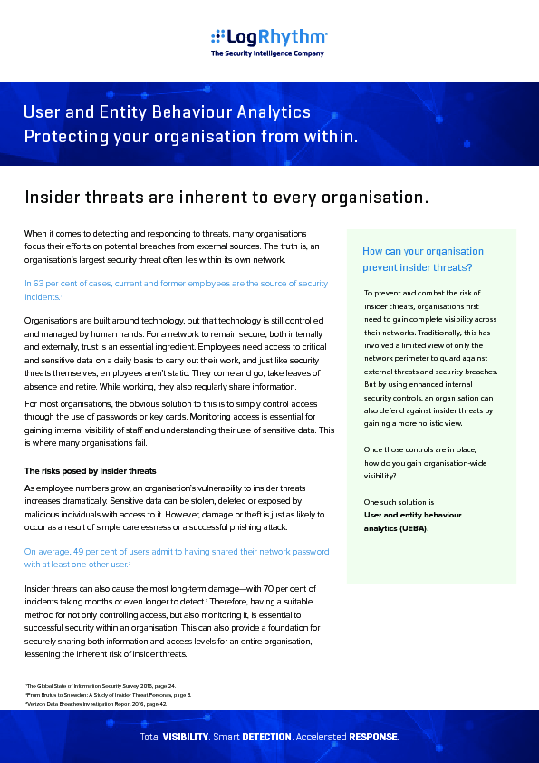 User and Entity Behaviour Analytics: Protecting your organisation from within