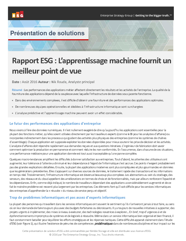 Rapport ESG : L’apprentissage machine fournit un meilleur point de vue