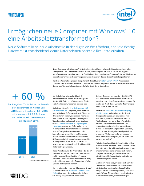 Ermöglichen neue Computer mit Windows* 10 eine Arbeitsplatztransformation?