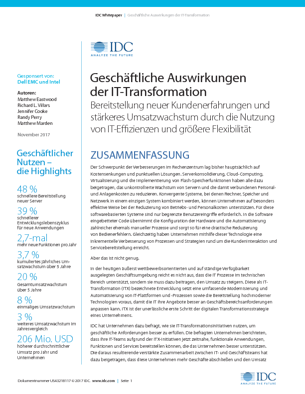 IDC: Geschäftliche Auswirkungen der IT-Transformation