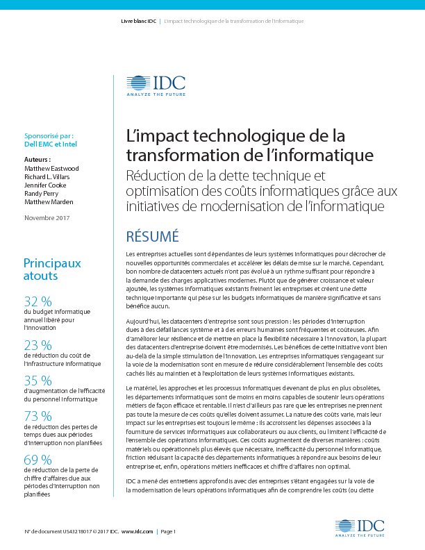 IDC: L’impact technologique de la transformation de l’informatique