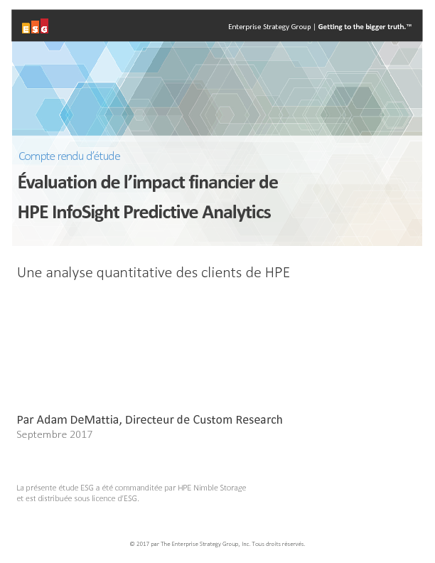 Évaluation de l’impact financier de HPE InfoSight Predictive Analytics