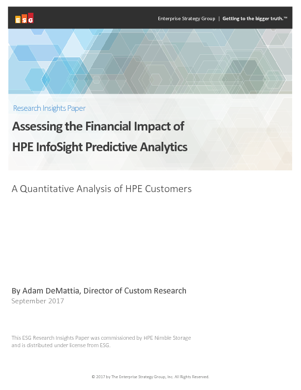 Assessing the Financial Impact of HPE InfoSight Predictive Analytics