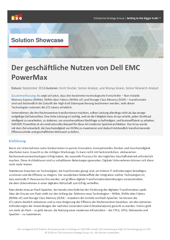 Der geschäftliche Nutzen von Dell EMC PowerMax