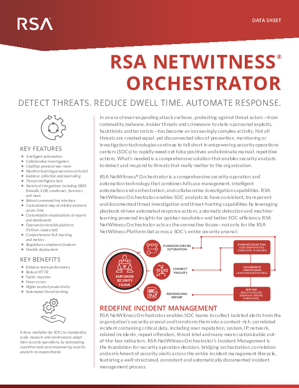 RSA NetWitness Orchestrator