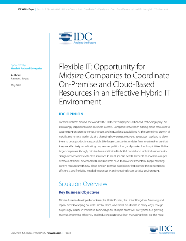 Flexible IT: Opportunity for Midsize Companies to Coordinate On-Premise and Cloud-Based Resources in an Effective Hybrid IT Environment 