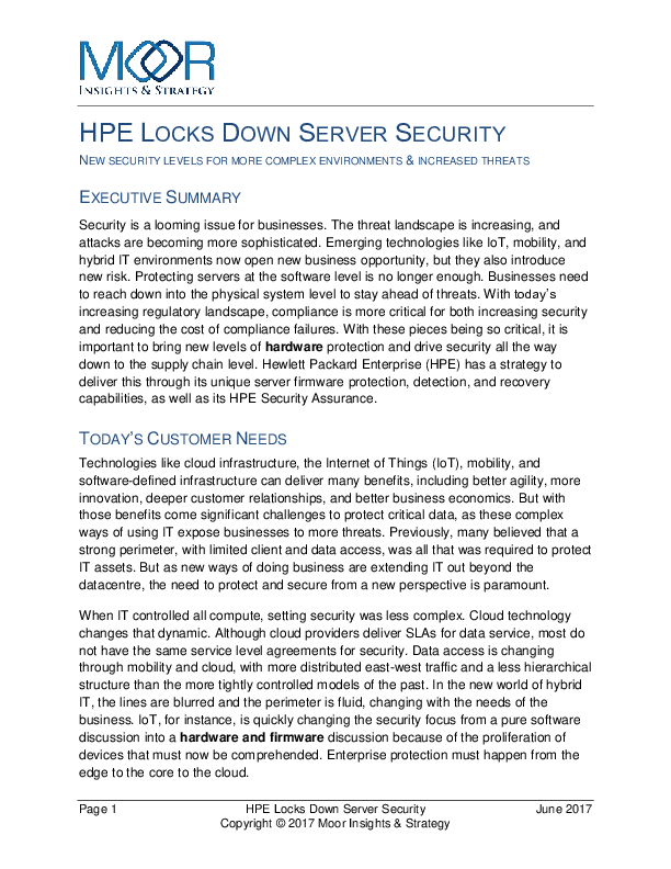 HPE Locks Down Server Security