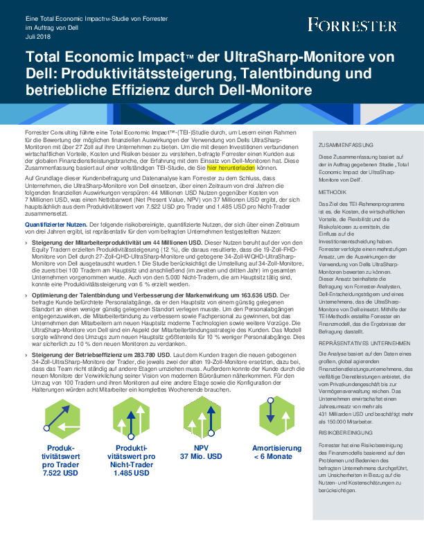 Total Economic Impact™ der UltraSharp-Monitore von Dell - Ein Whitepaper