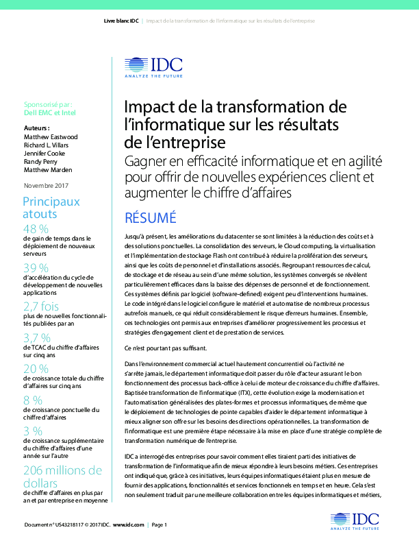 Impact de la transformation de l’informatique sur les résultats de l’entreprise