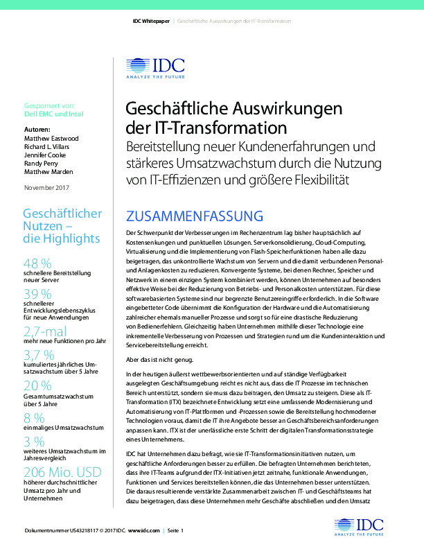 Geschäftliche Auswirkungen der IT-Transformation