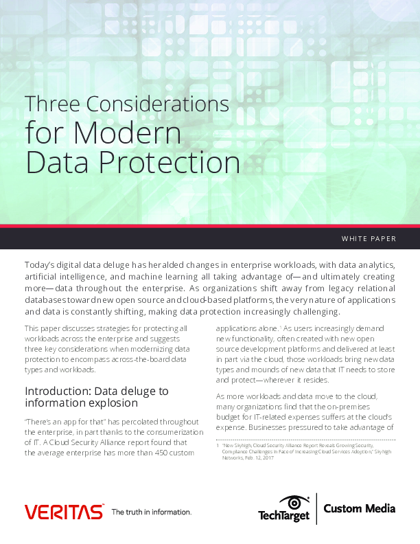 Three Considerations for Modern Data Protection