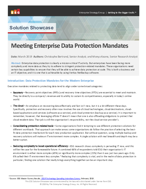 Meeting Enterprise Data Protection Mandates 