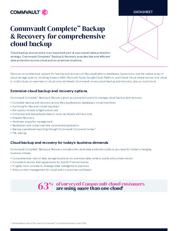 Commvault Complete Backup and Recovery for Comprehensive Cloud Backup