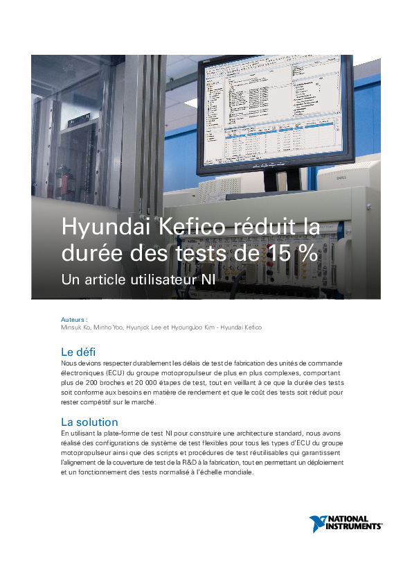 Hyundai Kefico réduit la durée des tests de 15 %