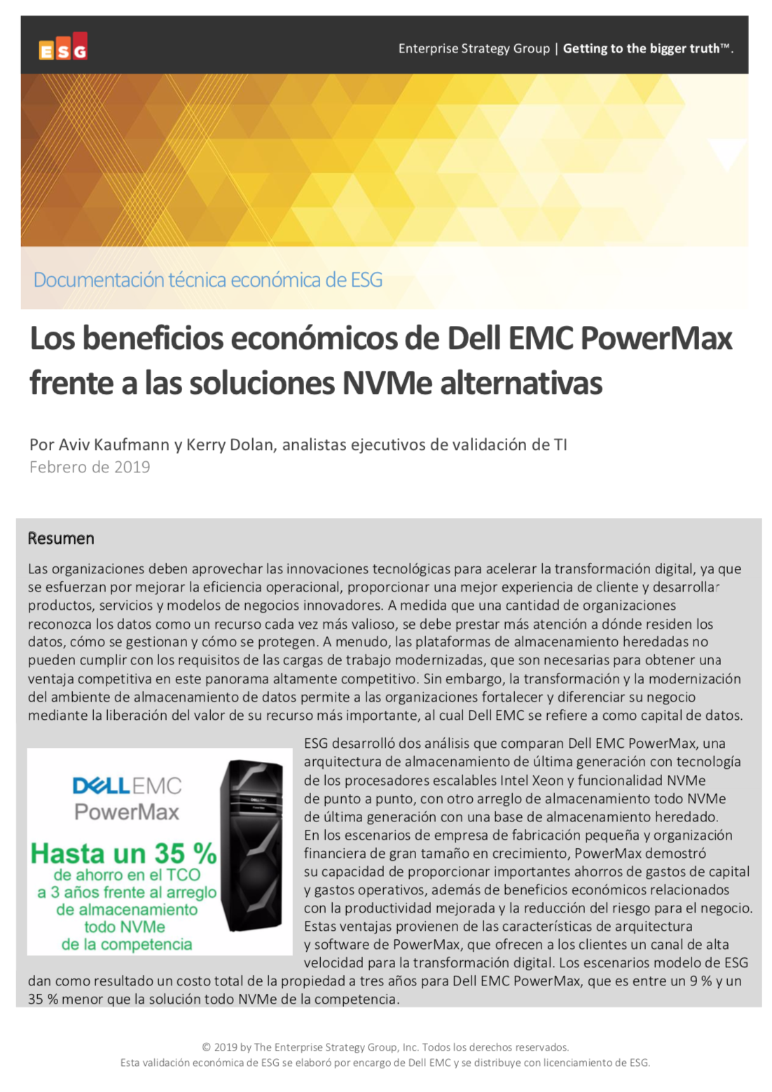 Los beneficios económicos de Dell EMC PowerMax frente a las soluciones NVMe alternativas