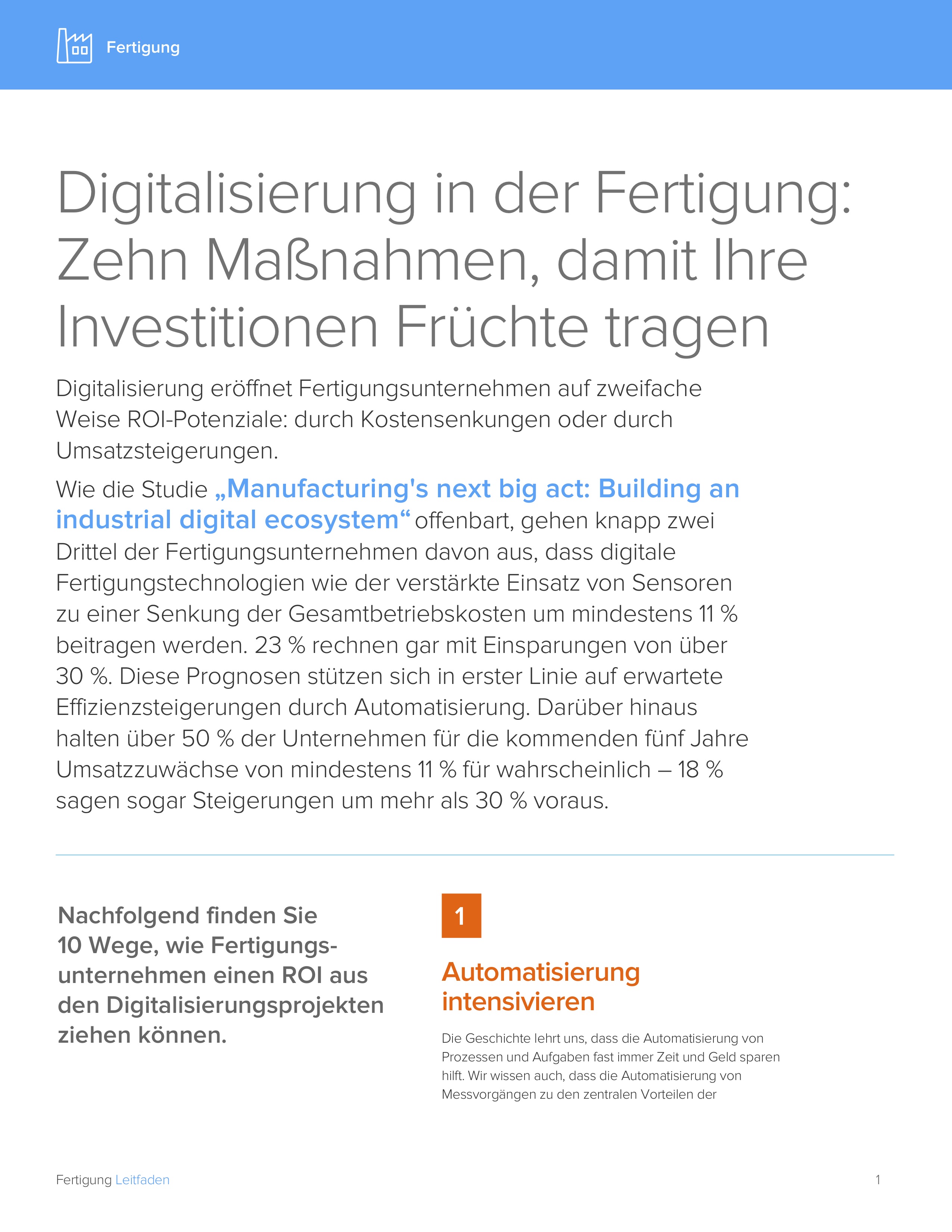 Digitalisierung in der Fertigung: Zehn Maßnahmen, damit Ihre Investitionen Früchte tragen