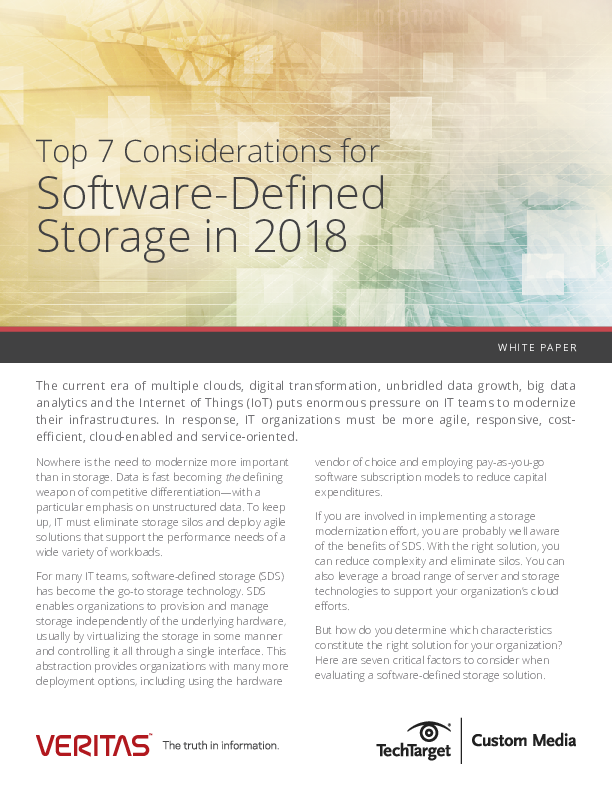 Top Seven Considerations for Software-Defined Storage