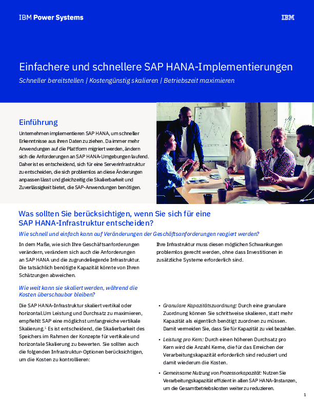 Einfachere und schnellere SAP HANA-Implementierungen 