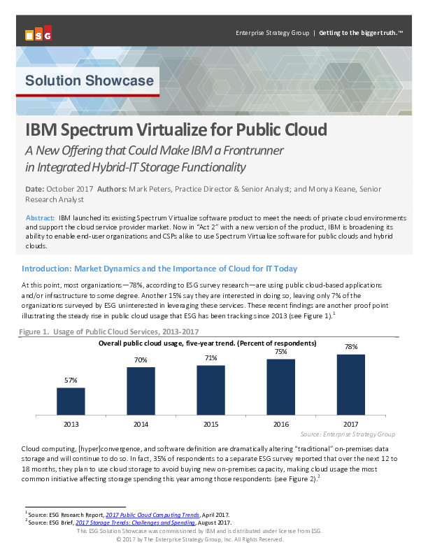 ESG Solution Showcase: IBM Spectrum Virtualize for Public Cloud