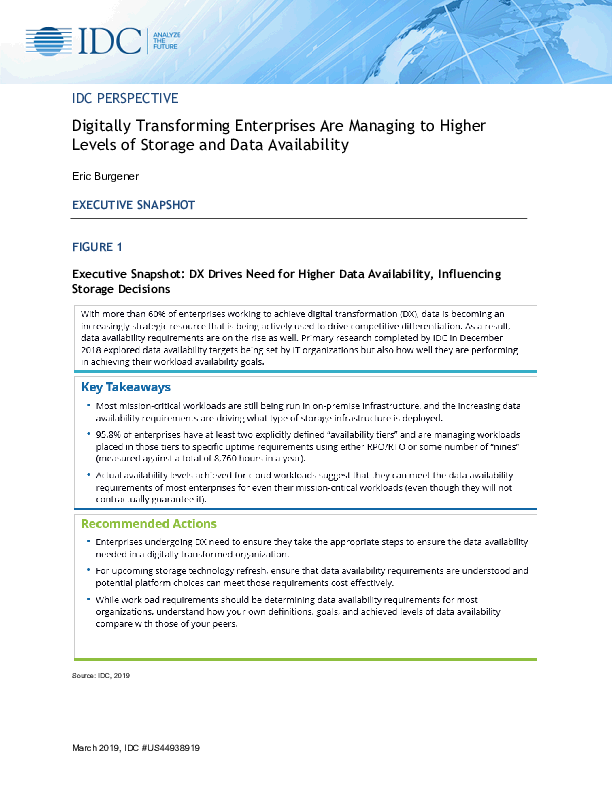 Digitally Transforming Enterprises Are Managing to Higher Levels of Storage and Data Availability