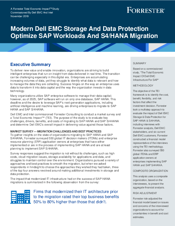 Modern Dell EMC Storage and Data Protection Optimize SAP Workloads and S4/HANA Migration 