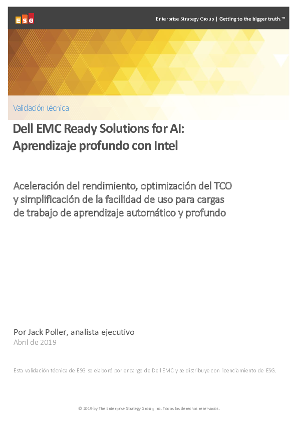 Dell EMC Ready Solutions for AI: Aprendizaje profundo con Intel 