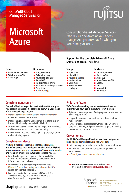 Our Multi-Cloud Managed Services for: Microsoft Azure