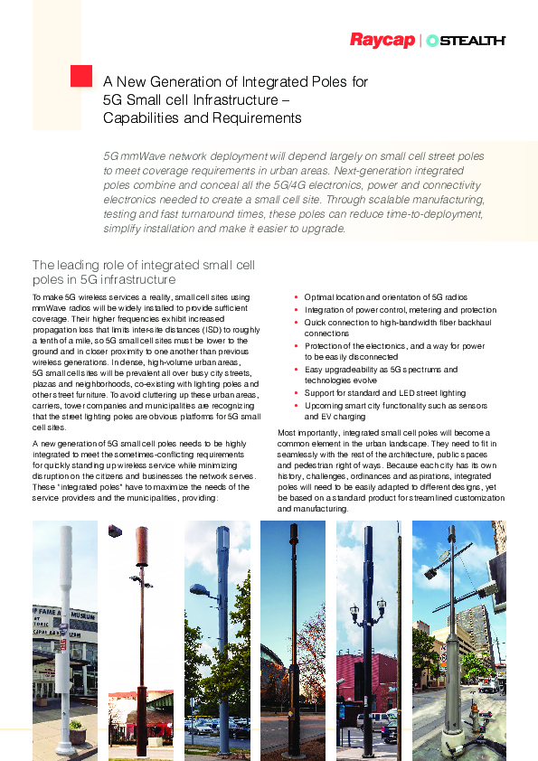 A New Generation of Integrated Poles for 5G Small cell Infrastructure – Capabilities and Requirements