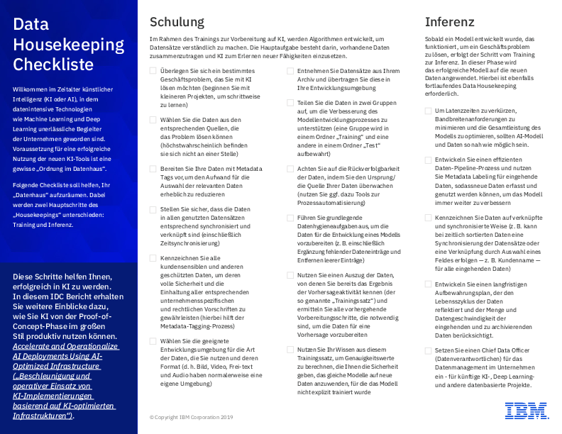 Data Housekeeping Checkliste