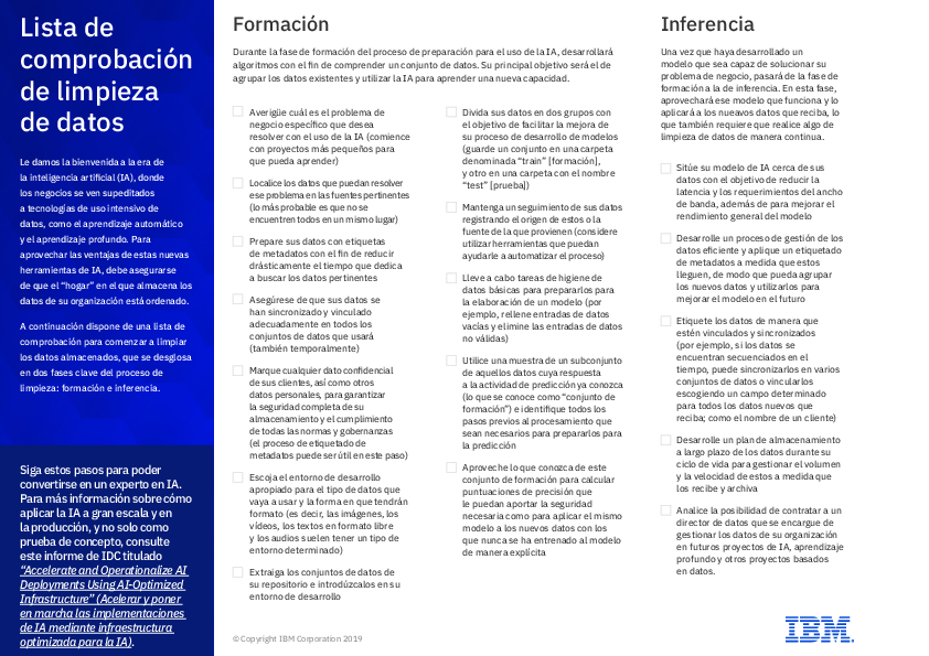 Lista de comprobación de limpieza de datos