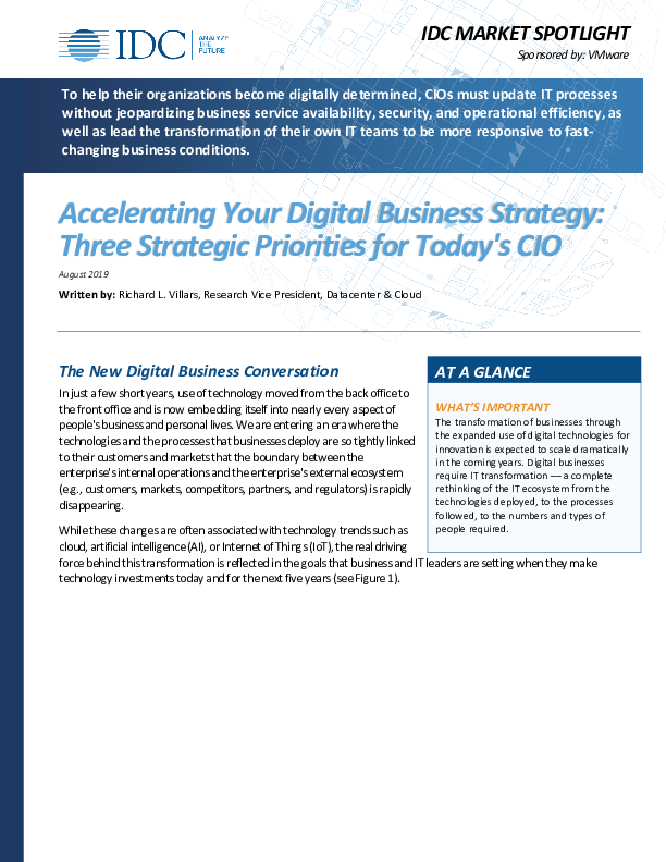IDC: Accelerating Your Digital Business Strategy: Three Strategic Priorities for Today's CIO