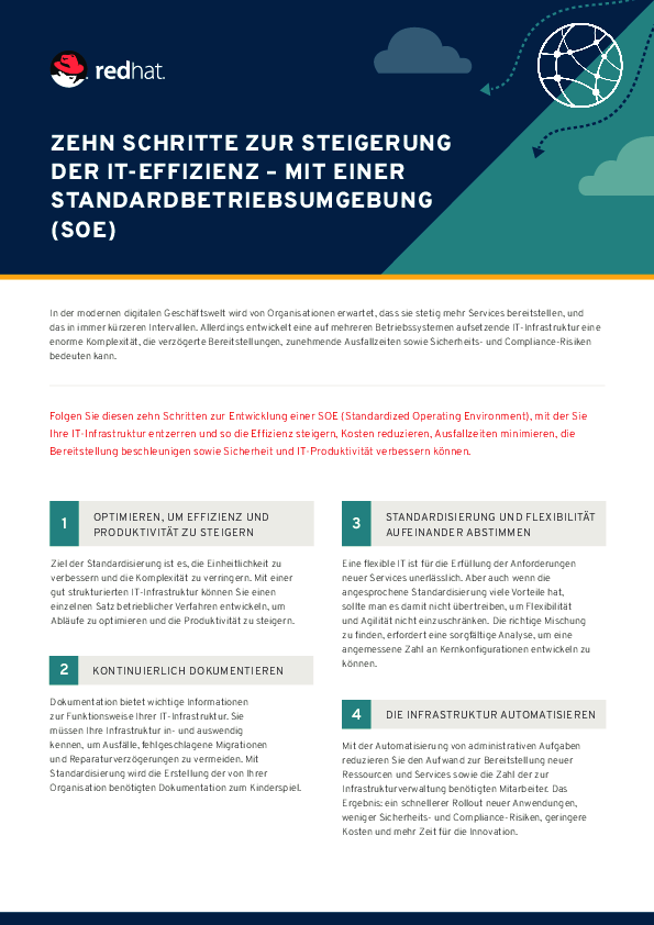 Zehn Schritte zur Steigerung der IT-Effizienz – mit einer Standardbetriebsumgebung (SOE)