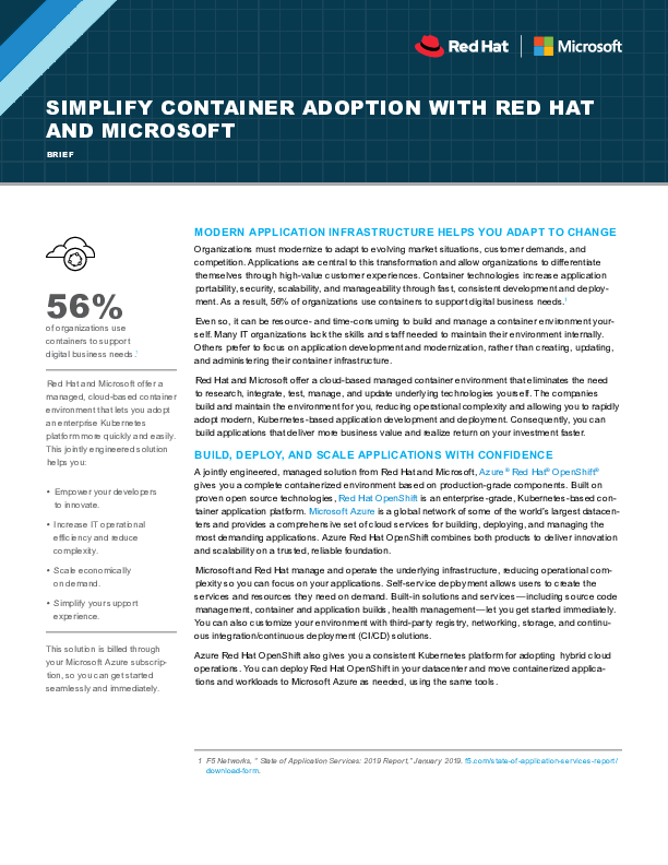 Simplify Container Adoption with Red Hat and Microsoft