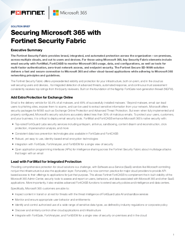 Securing Microsoft 365 with Fortinet Security Fabric