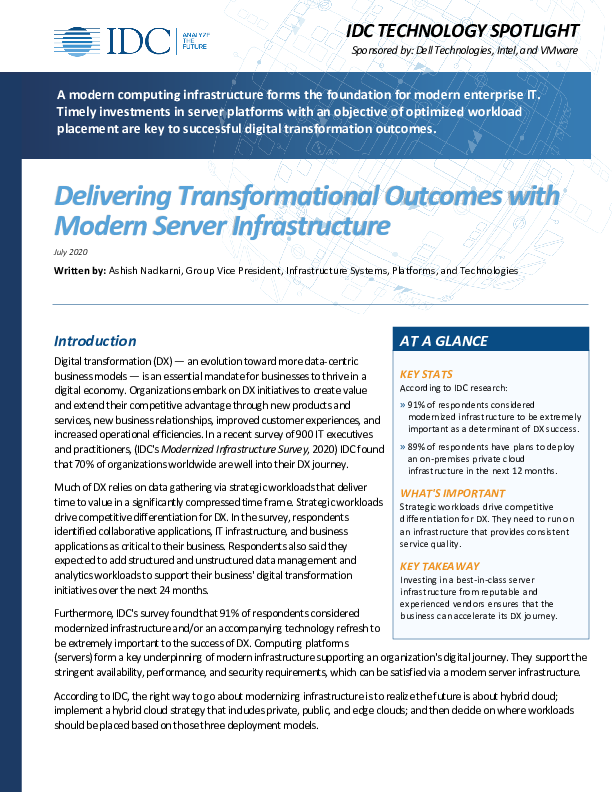 Delivering Transformational Outcomes with Modern Server Infrastructure