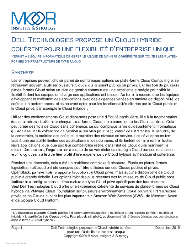 DELL TECHNOLOGIES PROPOSE UN CLOUD HYBRIDE COHÉRENT POUR UNE FLEXIBILITÉ D’ENTREPRISE UNIQUE