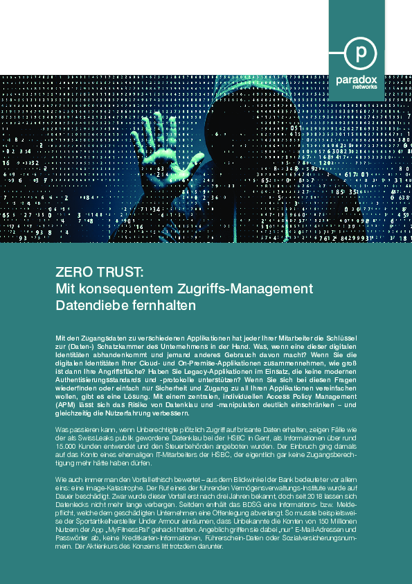 ZERO TRUST: Mit konsequentem Zugriffs-Management Datendiebe fernhalten