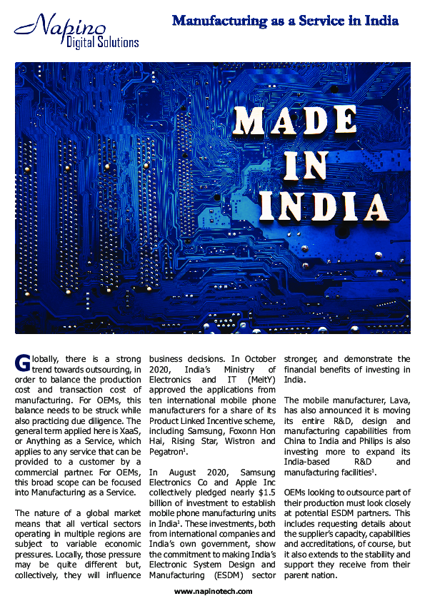 Manufacturing as a Service in India 