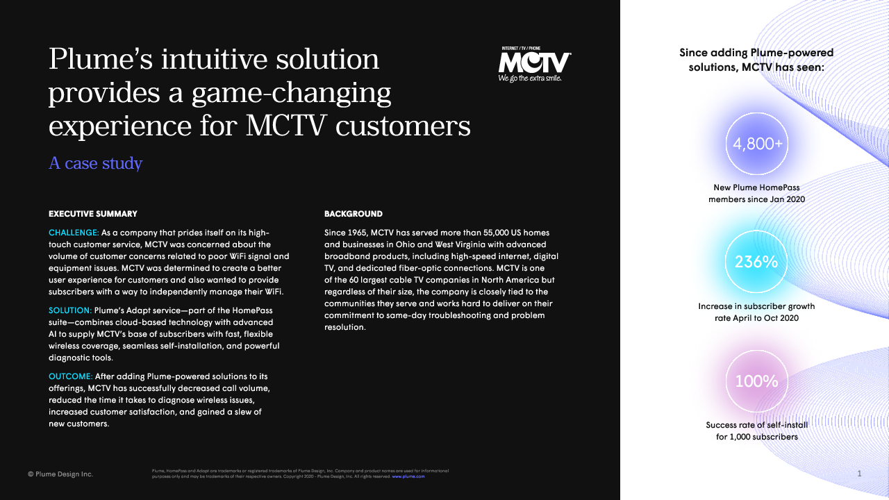 Plume’s intuitive solution provides a game-changing experience for MCTV customers