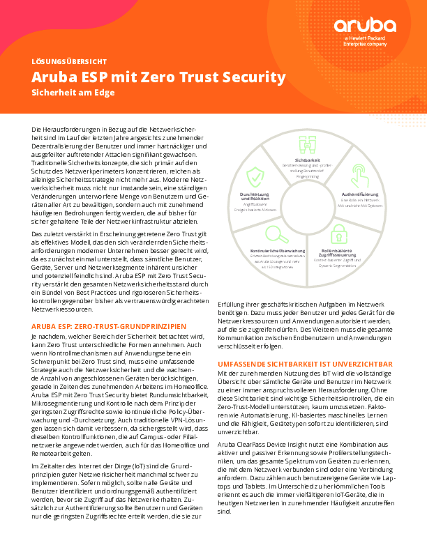 Aruba ESP mit Zero Trust Security