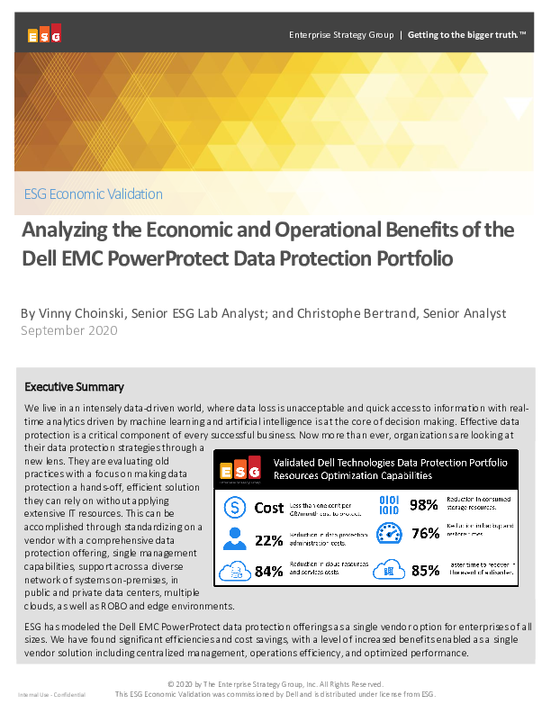 Analyzing the Economic and Operational Benefits of the Dell EMC PowerProtect Data Protection Portfolio