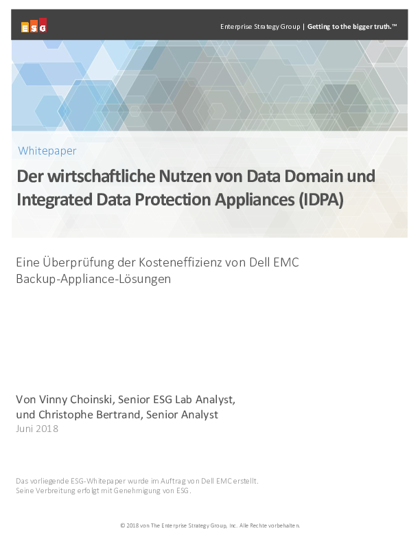 Der wirtschaftliche Nutzen von Data Domain und Integrated Data Protection Appliances (IDPA)